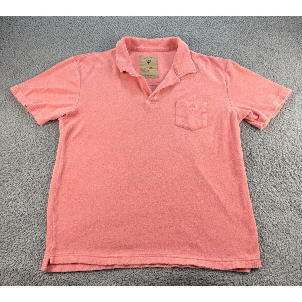 OAS Soft Terry Cotton Polo Shirt Mens XL After Swim Pink Short Sleeve Pocket